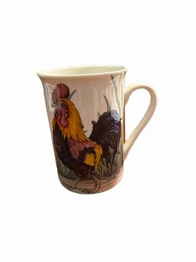 Kent Pottery Country Farm Rooster & Hen Ceramic Coffee Mug Cup 12oz